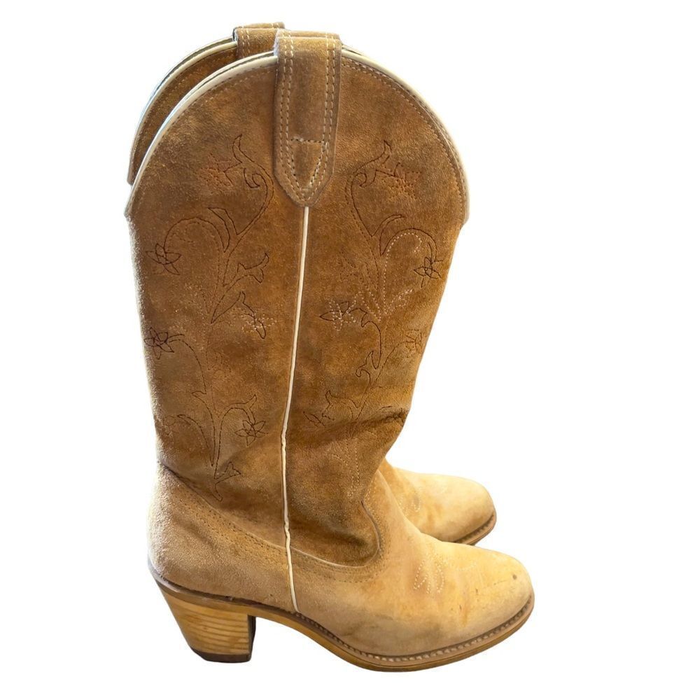 Western Vintage Suede Cowgirl Boots Size 5.5